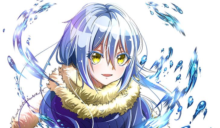Anime, That Time I Got Reincarnated as a Slime, Blue Hair, Face, Girl, Rimuru Tempest, Yellow Eyes, Tapety HD