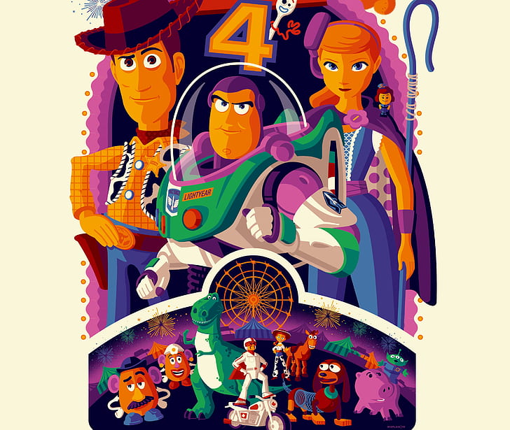 Film, Toy Story 4, Buzz Lightyear, Woody (Toy Story), Tapety HD