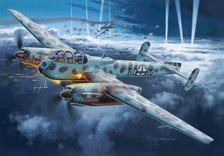 World War II, military aircraft, aircraft, military, airplane, Germany, Luftwaffe, night, HD wallpaper