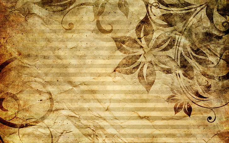 tekstil bunga coklat dan krem, latar belakang, pola, tekstur, Wallpaper HD