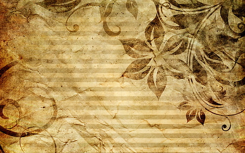 茶色とベージュの花柄のテキスタイル、背景、パターン、テクスチャ、 HDデスクトップの壁紙 HD wallpaper