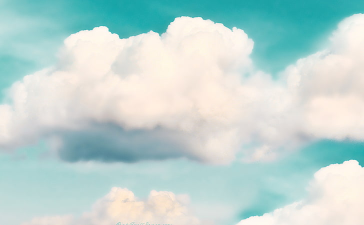 Fluffy Clouds, white clouds, Nature, Sun and Sky, HD wallpaper