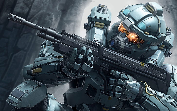 jeux vidéo, Halo, armure futuriste, fusil d'assaut, Spartans (Halo), soldat, Spartan Frederic, Halo 5: Guardians, art du jeu vidéo, art numérique, Fond d'écran HD