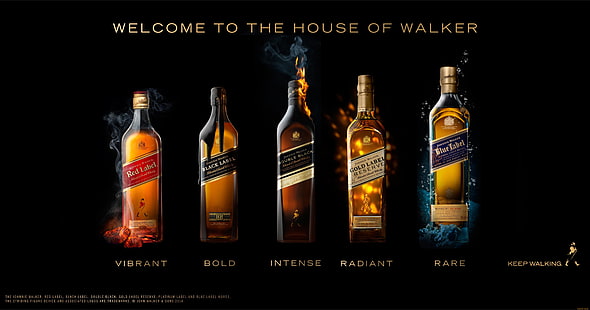 алкохол, бутилки, уиски, черен фон, HD тапет HD wallpaper