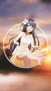 anime girls, anime, picture-in-picture, Seishun Buta Yarou wa Coelhinha Senpai no Yume o Minai, Sakurajima Mai, HD papel de parede HD wallpaper