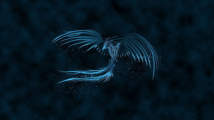 Hewan Fantasi, Phoenix, Burung, Biru, Fantasi, Wallpaper HD