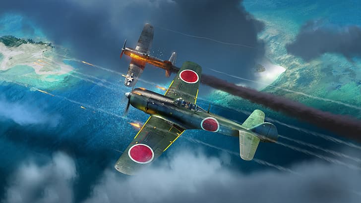 Nakajima Ki-84, F4U Corsair, Perang Dunia II, pesawat terbang, Jepang, Amerika Serikat, pesawat tempur, Imperial Japanese Army Air Service, Angkatan Laut Amerika Serikat, War Thunder, Wallpaper HD