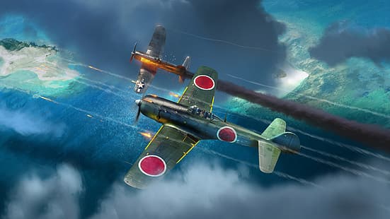 Nakajima Ki-84, F4U Corsair, Втората световна война, самолет, Япония, САЩ, боен самолет, Въздушна служба на японската имперска армия, ВМС на САЩ, War Thunder, HD тапет HD wallpaper