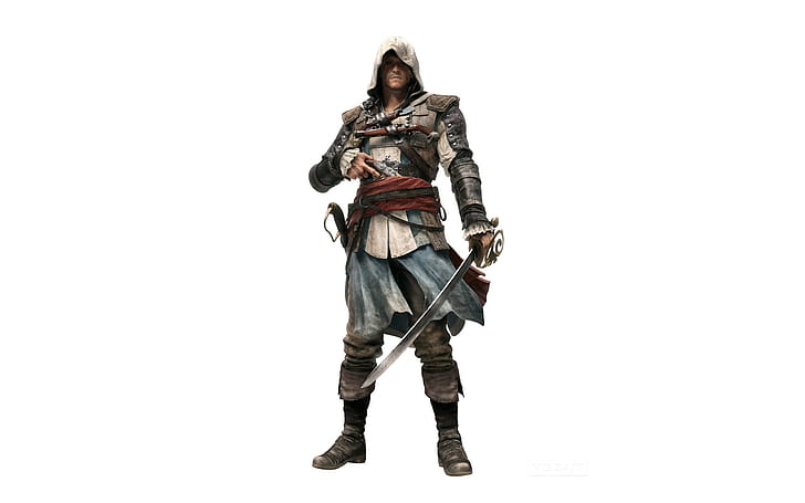 Assassin's Creed Black Flag White Pirate HD, видео игри, черно, бяло, s, флаг, assassin, creed, pirate, HD тапет