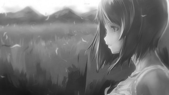 Anime, Monochrom, Anime Girls, Profil, Gesicht, HD-Hintergrundbild HD wallpaper