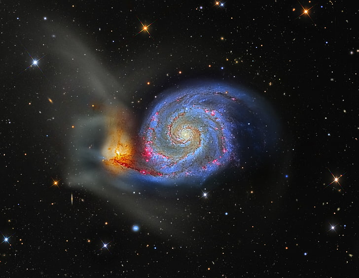 galaxy, The Dogs Of War, M 51, Whirlpool, in the constellation, HD wallpaper