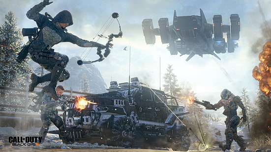 Call of Duty Black Ops 2 Vektorgrafik, Call of Duty: Black Ops III, Call of Duty, Videospiele, Spieler, Ego-Shooter, Springen, HD-Hintergrundbild HD wallpaper