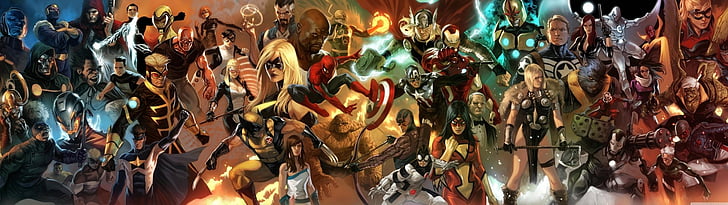 The Avengers, Black Widow, Captain America, Hawkeye, Iron Fist, Iron Man, Moon Knight, Ms. Marvel, Nova (Marvel Comics), Spider-Man, Thor, Valkyrie (Marvel Comics), HD wallpaper