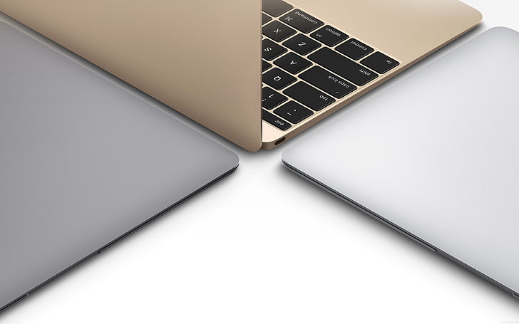 apple, macbook, gold, silver, slate, gray, art, HD wallpaper
