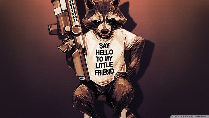 Racket Racoon illustration, Rocket Raccoon, Guardians of the Galaxy, HD wallpaper