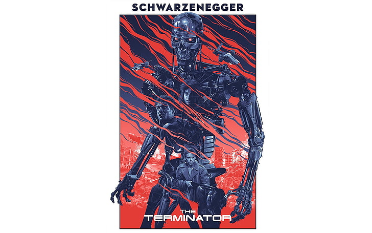 Terminator-affischen, Terminator, filmer, science fiction, fankonst, Arnold Schwarzenegger, HD tapet