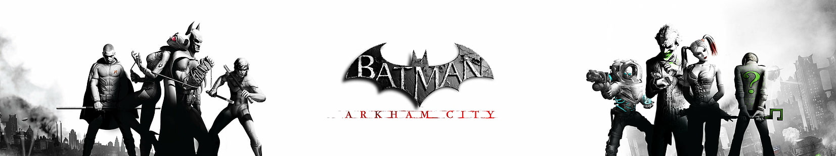 arkham, batman, city, film, monitors, movie, multi, multiple, screen, triple, HD wallpaper HD wallpaper