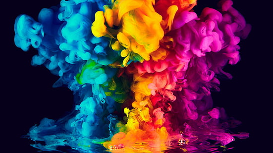 färger, färgglada, abstrakt, regnbåge, bakgrund, rök, bläck, HD tapet HD wallpaper