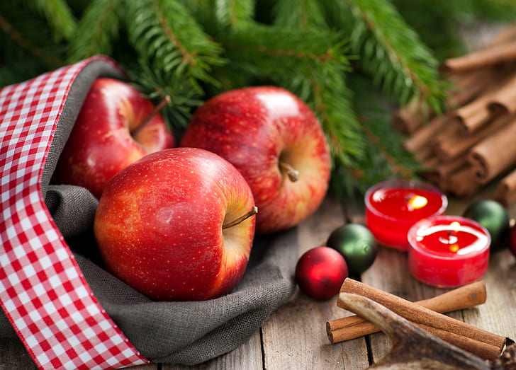 วันหยุดคริสต์มาสแอปเปิ้ลอบเชยอาหารอาหารวันหยุดคริสต์มาสแอปเปิ้ลอบเชย, วอลล์เปเปอร์ HD