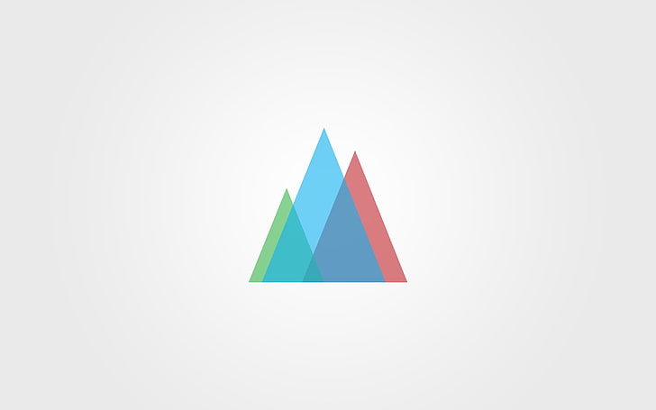 파란색과 빨간색 삼각형 로고, 미니멀리즘, HD 배경 화면