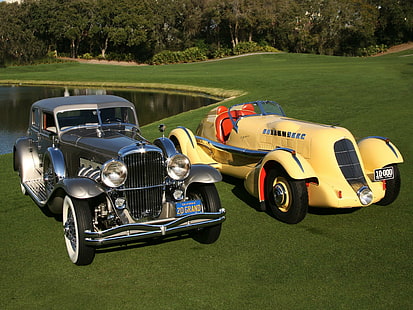 Classic Duesenberg Model Sj's, cabriolet, élégant, classique, duesenberg, vingt, grand, météore, vintage, 1933, Fond d'écran HD HD wallpaper