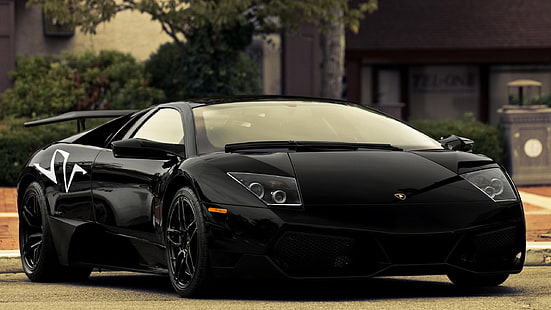 черно купе Lamborghini Murcielago, Lamborghini Murcielago, HD тапет HD wallpaper
