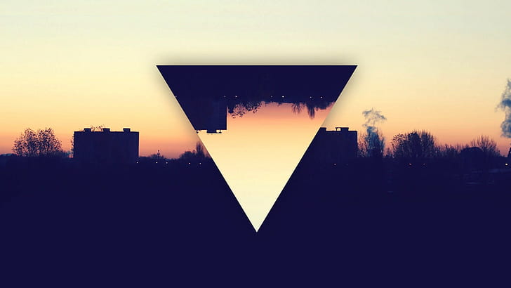 темно, город, иллюминаты, треугольник, HD обои