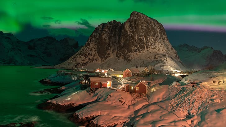paisaje, naturaleza, montañas, Noruega, Islas Lofoten, Fondo de pantalla HD