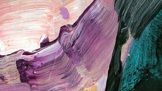 lila, beige und aquamarine abstrakte malerei, farbe splatter, malerei, abstrakt, HD-Hintergrundbild HD wallpaper