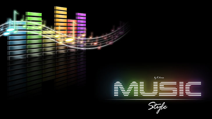 illustrazione di stile musicale, musica, DJ, spettro audio, Music is Life, Sfondo HD