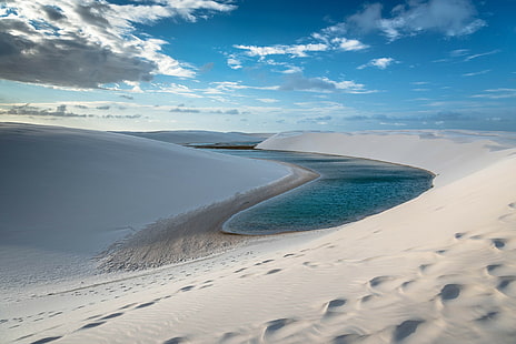 Maranhão, Brasil, body of water, sand, water, sky, Maranhão, Brasil, HD wallpaper HD wallpaper