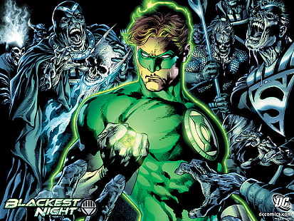 Green Lantern HD, lanterne verte nuit noire bande dessinée dc, vert, bandes dessinées, lanterne, Fond d'écran HD HD wallpaper