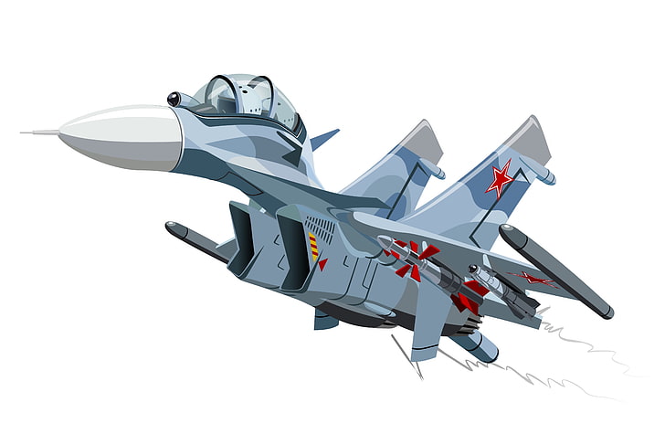 gray and silver jet plane illustration, the plane, fighter, art, wallpaper, BBC, Su-30, Sukhoi, Russia., developer, Videoconferencing, Russian double multipurpose, the 4+ generation of a friendly cartoon, creative pencil drawing, HD wallpaper