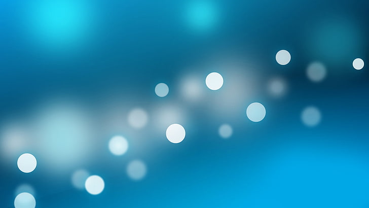 blue and white bokeh light photography, circles, abstraction, bubbles, background, texture, KDE, HD wallpaper