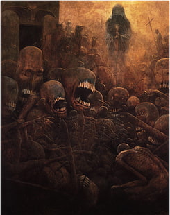 malarstwo potworów, Zdzisław Beksiński, rysunek, Tapety HD HD wallpaper