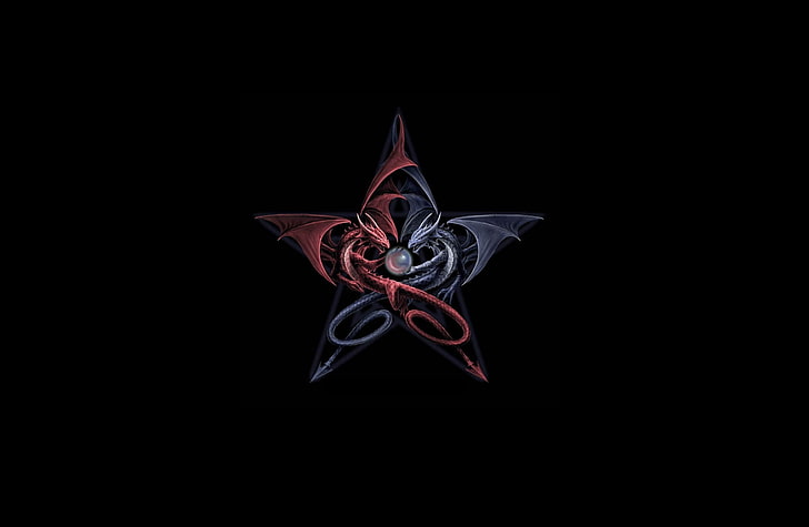 Pentagram, logo gwiezdnego klauna, artystyczne, fantasy, zło, smok, pentagram, Tapety HD