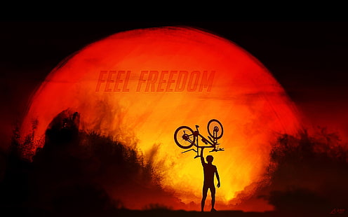 dom, le soleil, coucher de soleil, vélo, sport, silhouette, cycliste, vélo, cycle, soleil, mon, vtt, motard, trek, cyclisme, Fond d'écran HD HD wallpaper
