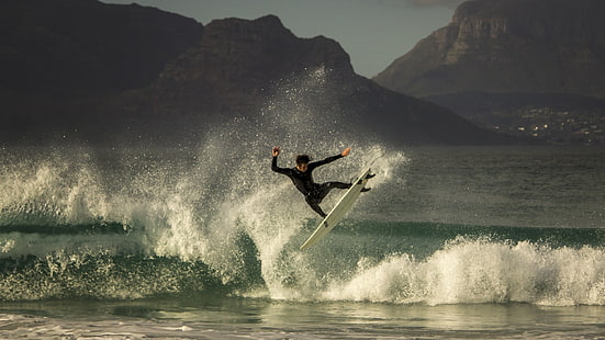 surf, mare, onde, surfisti, gocce d'acqua, Sfondo HD HD wallpaper