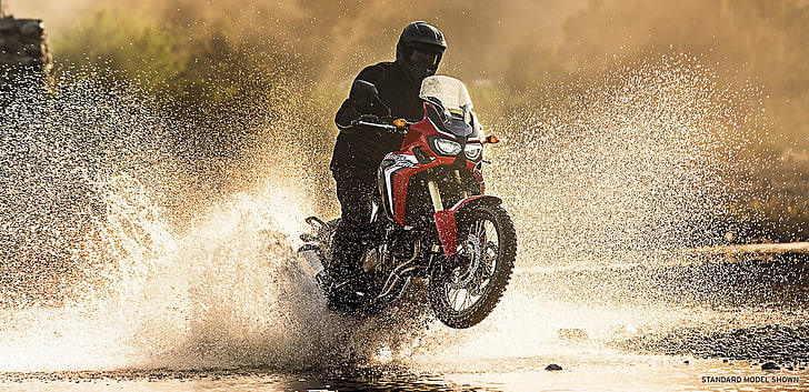 Honda Africa Twin, motorcycle, water, HD wallpaper