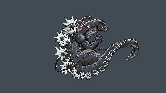 monster, dinosaur, tail, Godzilla, anchor, HD wallpaper HD wallpaper