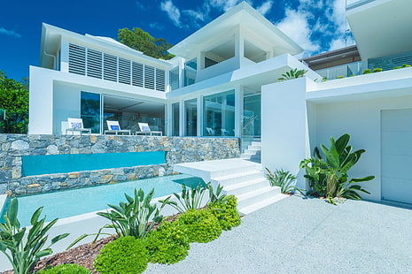 house, swimming pool, HD wallpaper HD wallpaper