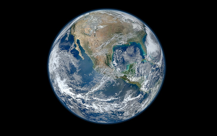 planet Earth wallpaper, space, planet, Earth, continents, hemisphere, oceans, HD wallpaper