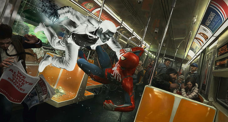 Homem-Aranha, Marvel Comics, metrô, Senhor Negativo, Homem-Aranha (2018), HD papel de parede