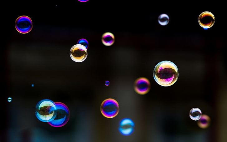 пузыри, разноцветные, отражение, мыло, HD обои