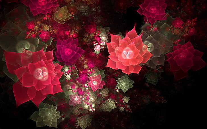 abstrac, Flores, flower, Green, red, Rojo, Rosa, rose, Verde, HD wallpaper