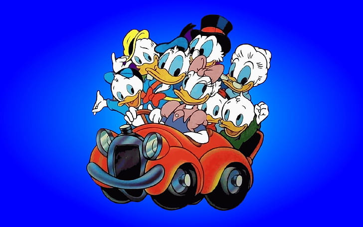 Characters From Donald Duck Cartoon Driving Car Duck Family Hd Wallpaper  Download 1920×1200 | Wallpaperbetter