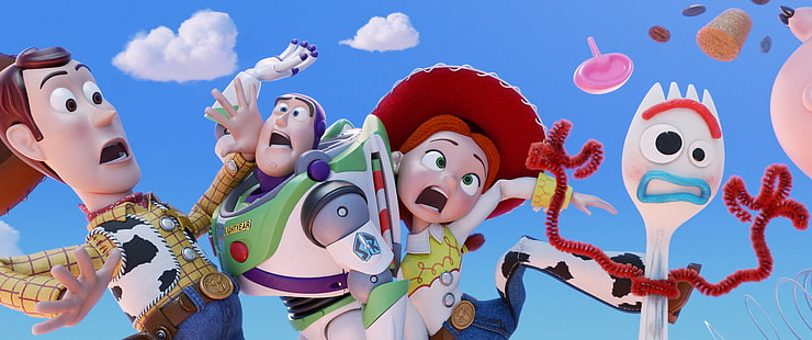 Película, Toy Story 4, Buzz Lightyear, Forky (Toy Story), Jessie (Toy Story), Woody (Toy Story), Fondo de pantalla HD HD wallpaper