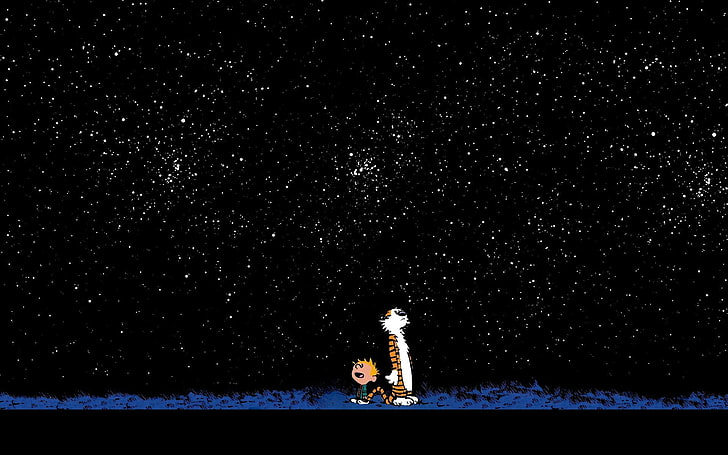illustration garçon et tigre, Calvin et Hobbes, Fond d'écran HD