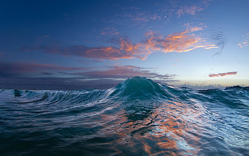 Okyanus, gün batımı, deniz dalgası, su, okyanus, gün batımı, deniz, dalga, su, HD masaüstü duvar kağıdı HD wallpaper
