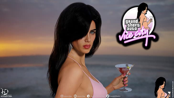 Grand Theft Auto Vice City, Rockstar Games, Games posters, Hossein Diba, HD wallpaper